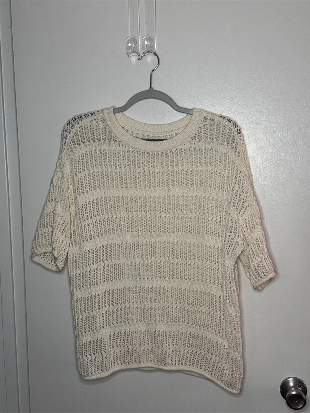 aerie Cream Open-Knit Short Sleeve Crew fit XS-S or medium